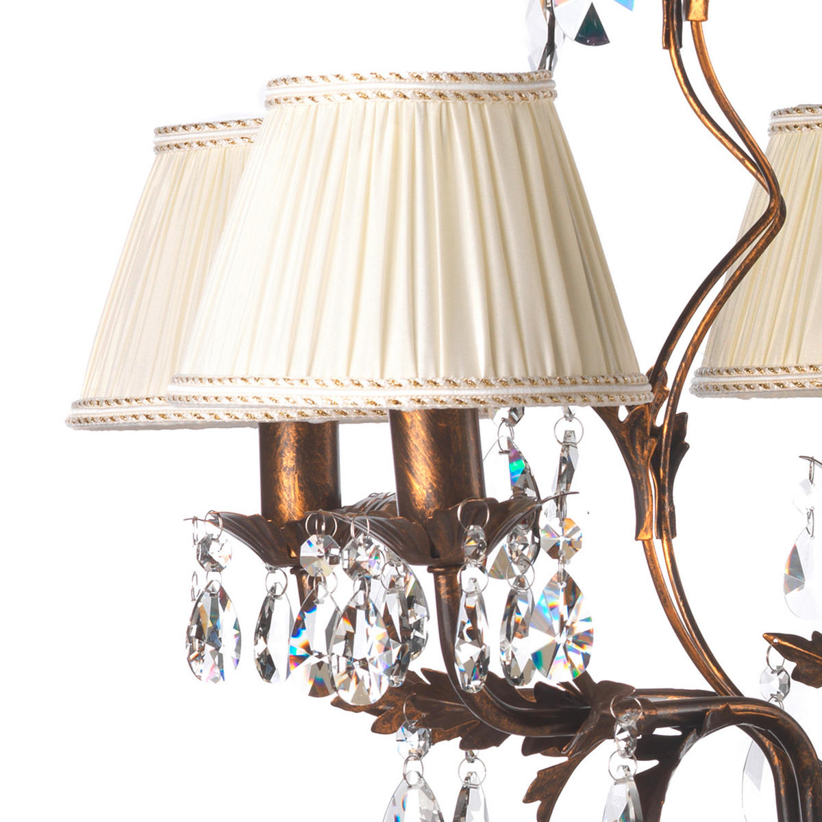 KRISTALL-HÄNGELEUCHTE 60/105 cm   - Bronzefarben, KONVENTIONELL, Glas/Metall (60/105cm)