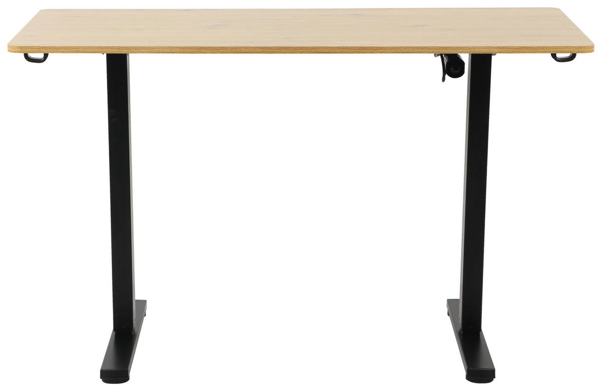 PÍSACÍ STÔL, čierna, farba duba, 120/60/73-118 cm - čierna/farba duba, Design, kov/kompozitné drevo (120/60/73-118cm) - Carryhome