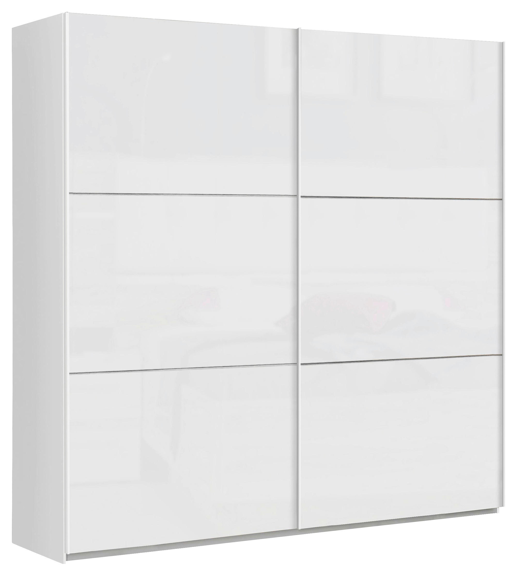 home24 SCHWEBETÜRENSCHRANK Weiß, Weiß Hochglanz 200cm × 61cm × 210cm