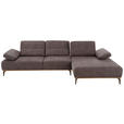 ECKSOFA 16580 Sprint in Mikrofaser Mokka  298/176 cm  - Beige/Bronzefarben, Natur, Textil/Metall (298/176cm) - Valnatura