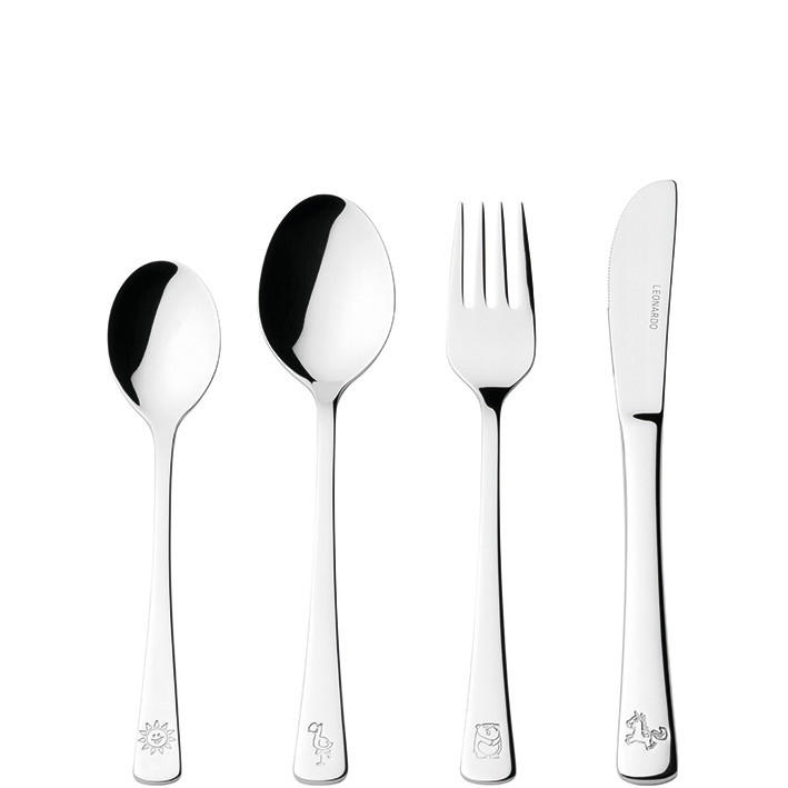 KINDERBESTECK 4-teilig  - Edelstahlfarben, KONVENTIONELL, Metall (15,60/19,80/3,00cm) - Leonardo