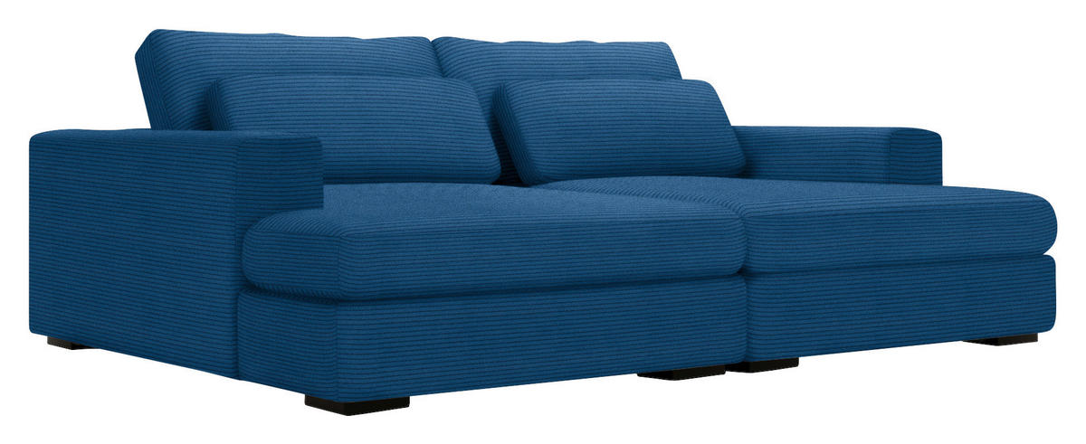 BIGSOFA in Cord Blau  - Blau/Schwarz, Design, Textil (223/80/158cm) - Lomoco
