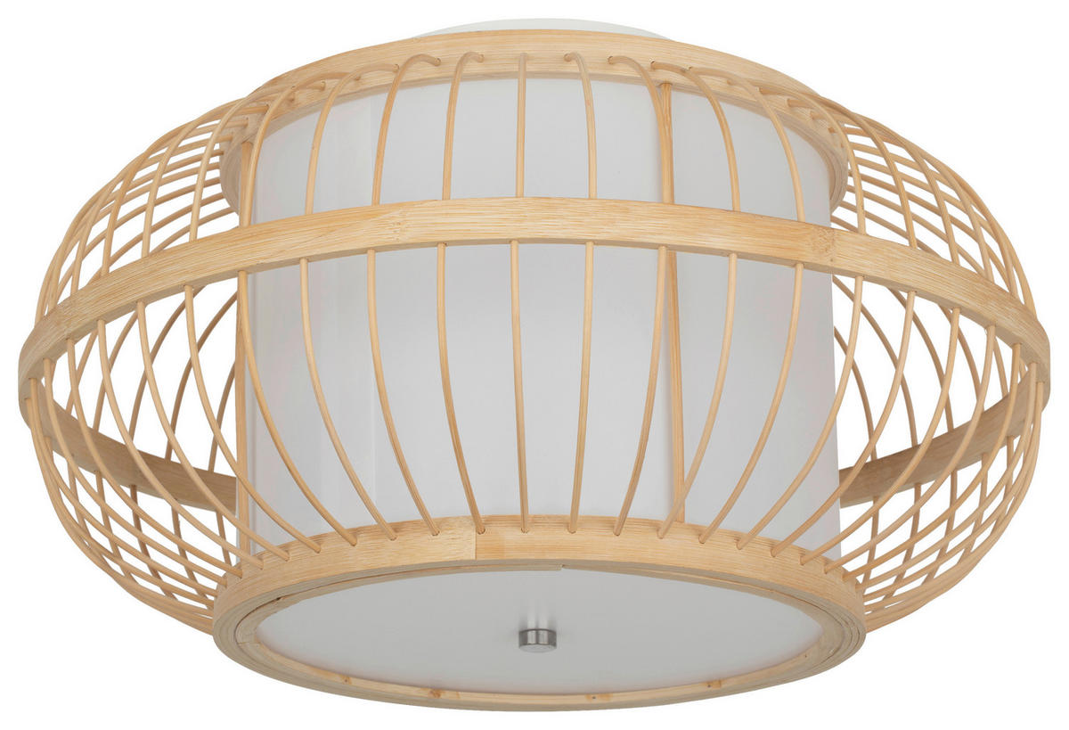 DECKENLEUCHTE 40/22,5 cm   - Hellgelb/Weiß, Design, Naturmaterialien/Kunststoff (40/22,5cm) - Collet's Monde