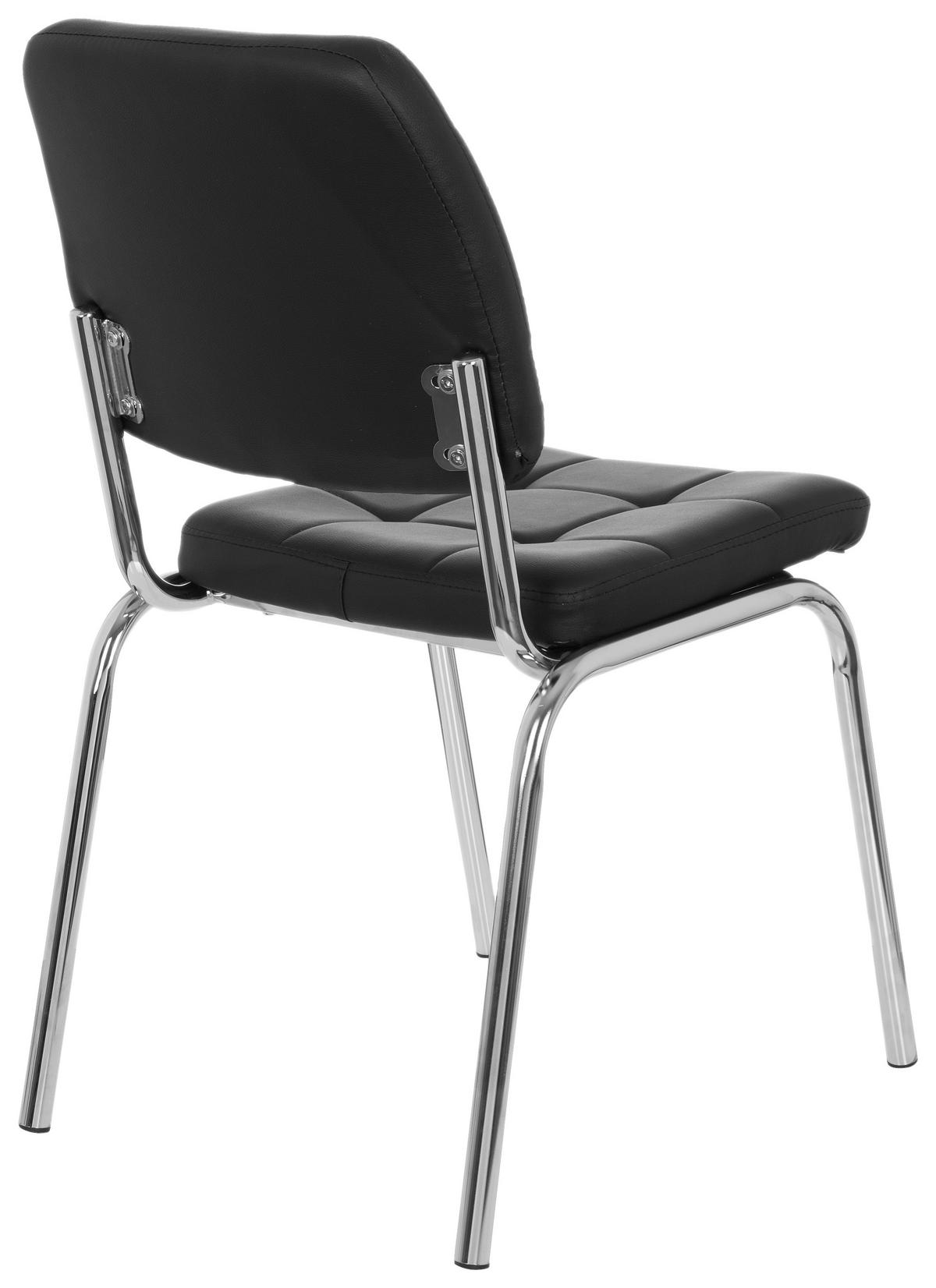BESUCHERSTUHL  in Lederlook Schwarz  - Chromfarben/Schwarz, MODERN, Textil/Metall (46/87/50cm) - MID.YOU