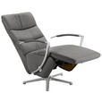 RELAXSESSEL in Leder Grau  - Chromfarben/Grau, Design, Leder/Metall (64/112/80cm) - Cantus