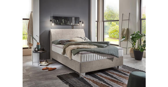 BOXSPRINGBETT 140/200 cm  in Beige  - Chromfarben/Beige, KONVENTIONELL, Kunststoff/Textil (140/200cm) - Hom`in