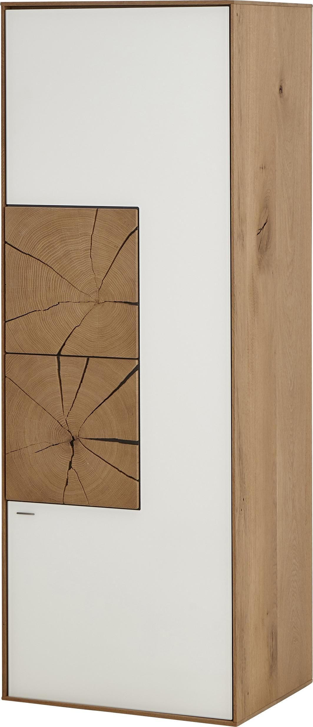 HÄNGEELEMENT Lago Weiss, Eichefarben  50/136,5/39 cm  - Weiss/Eichefarben, Design, Glas/Holz (50/136,5/39cm) - Valnatura
