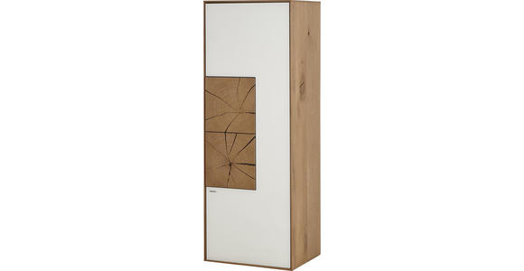 HÄNGEELEMENT Kerneiche vollmassiv Weiß, Eichefarben  - Eichefarben/Weiß, Design, Glas/Holz (50/136,5/39cm) - Valnatura