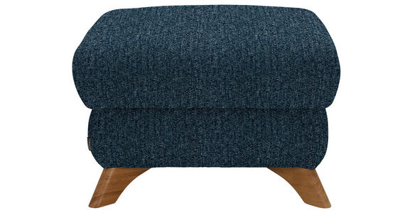 HOCKER Chenille Blau - Blau/Eichefarben, MODERN, Holz/Textil (65/47/65cm) - Valnatura