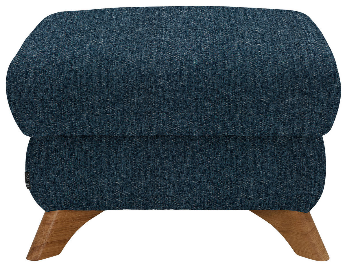 HOCKER in Textil Blau  - Blau/Eichefarben, MODERN, Holz/Textil (65/47/65cm) - Valnatura