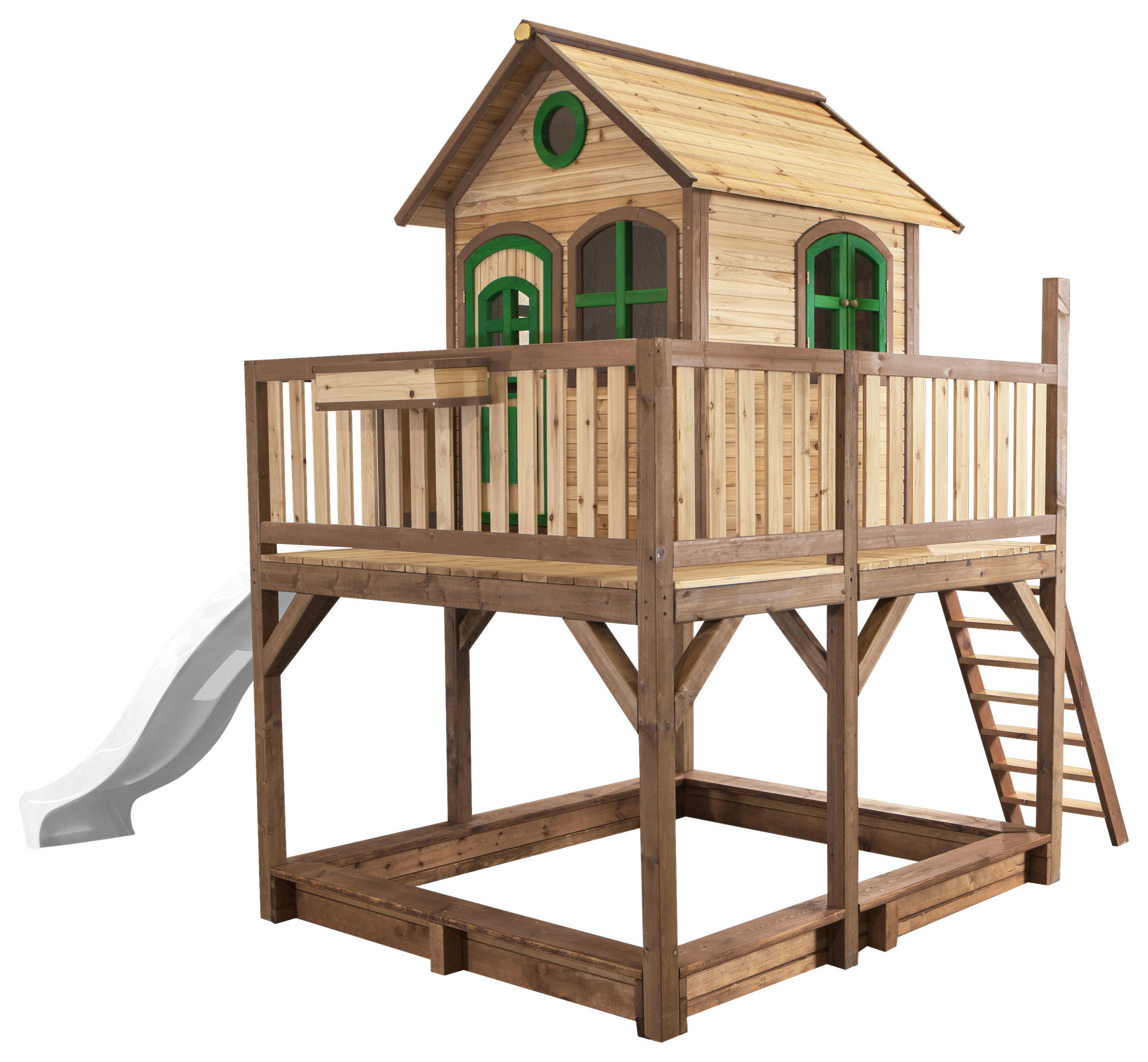 SPIELTURM 377/291/255 cm  - Weiss/Braun, Konventionell, Holz (377/291/255cm)