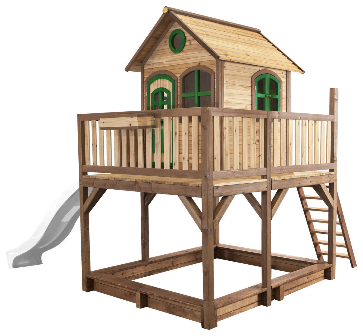 SPIELTURM 377/291/255 cm  - Weiss/Braun, Konventionell, Holz (377/291/255cm)