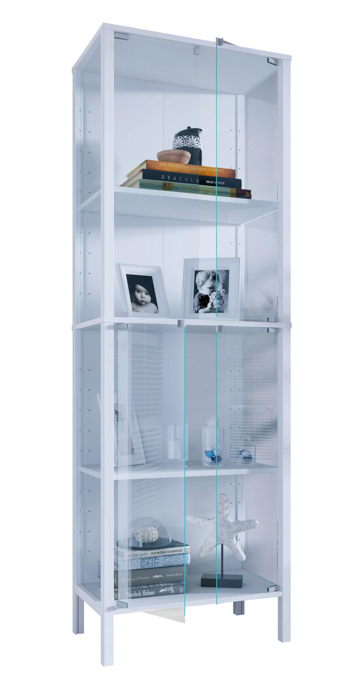 VITRÍNA, čiré, bílá, 60/178/35 cm - bílá/čiré, Design, kompozitní dřevo/plast (60/178/35cm) - Livetastic