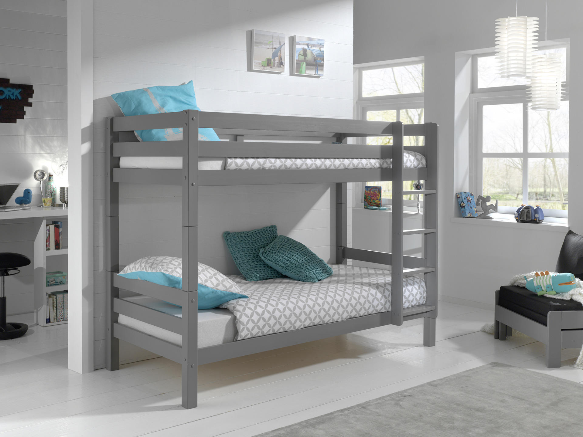 ETAGENBETT 90/200 cm Grau  - Kieferfarben/Grau, MODERN, Holz (90/200cm) - MID.YOU