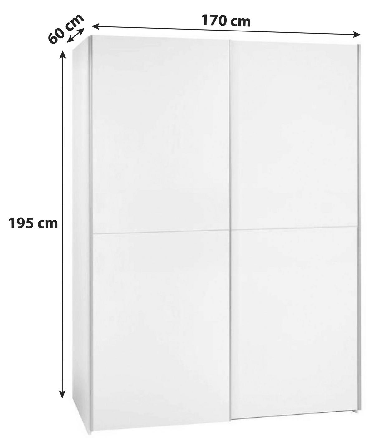 ORMAR S KLIZNIM VRATIMA bijela   - bijela/boje hrasta, Design, drvni materijal/metal (170/195/59cm) - P & B