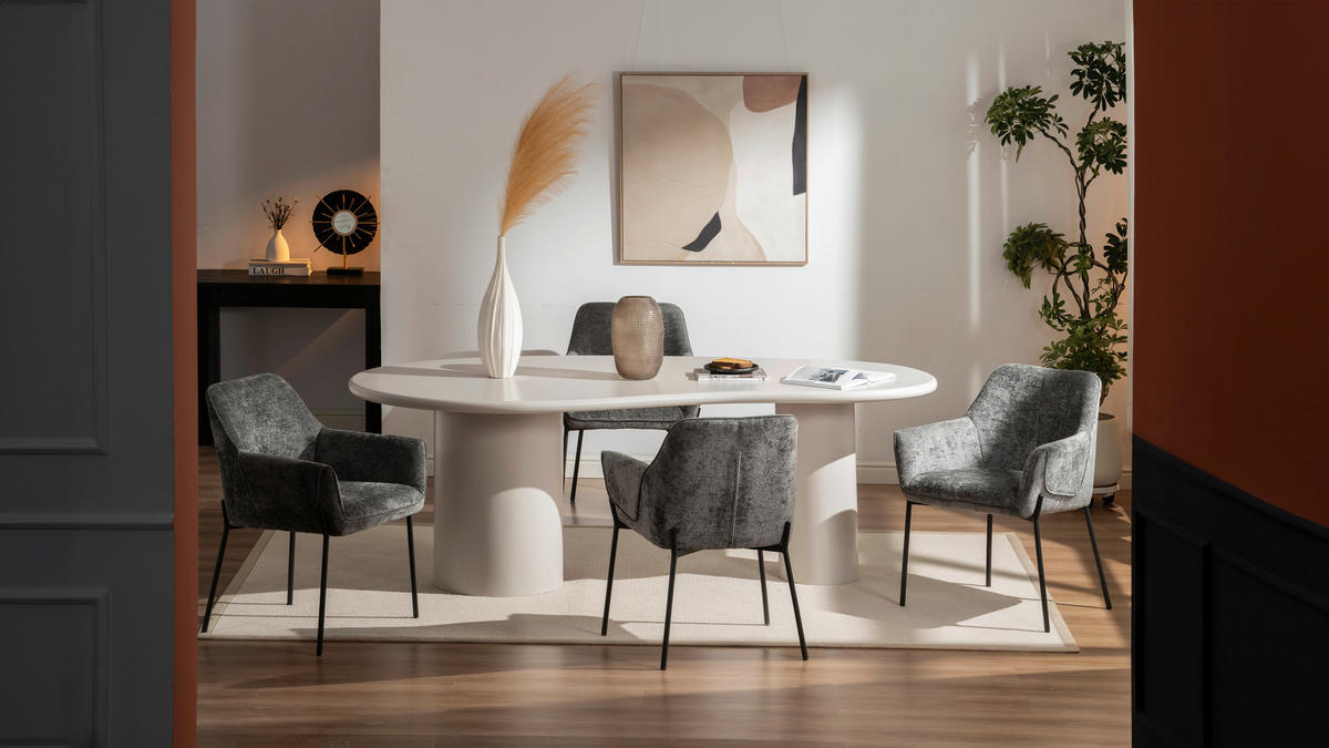 ARMLEHNSTUHL  in Eisen Chenille  - Dunkelgrau/Grau, MODERN, Holz/Textil (62/83/62cm) - MID.YOU