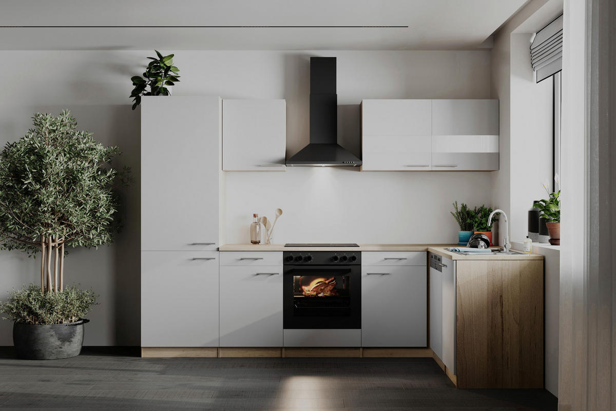 HÖRNKÖK 280/172 cm  i vit  - stålfärgad/vit, Basics, metall/trämaterial (280/172cm) - Respekta