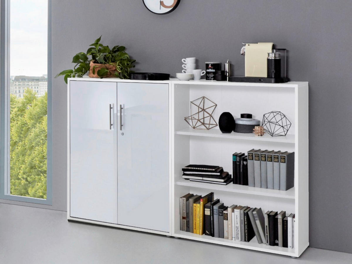 AKTENSCHRANK Weiß, Weiß Hochglanz  - Weiß Hochglanz/Weiß, MODERN, Holzwerkstoff (168,8/113,6/33cm) - MID.YOU