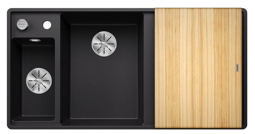 SPÜLE  - Schwarz, Basics, Holz/Stein (99/19/50cm) - Blanco