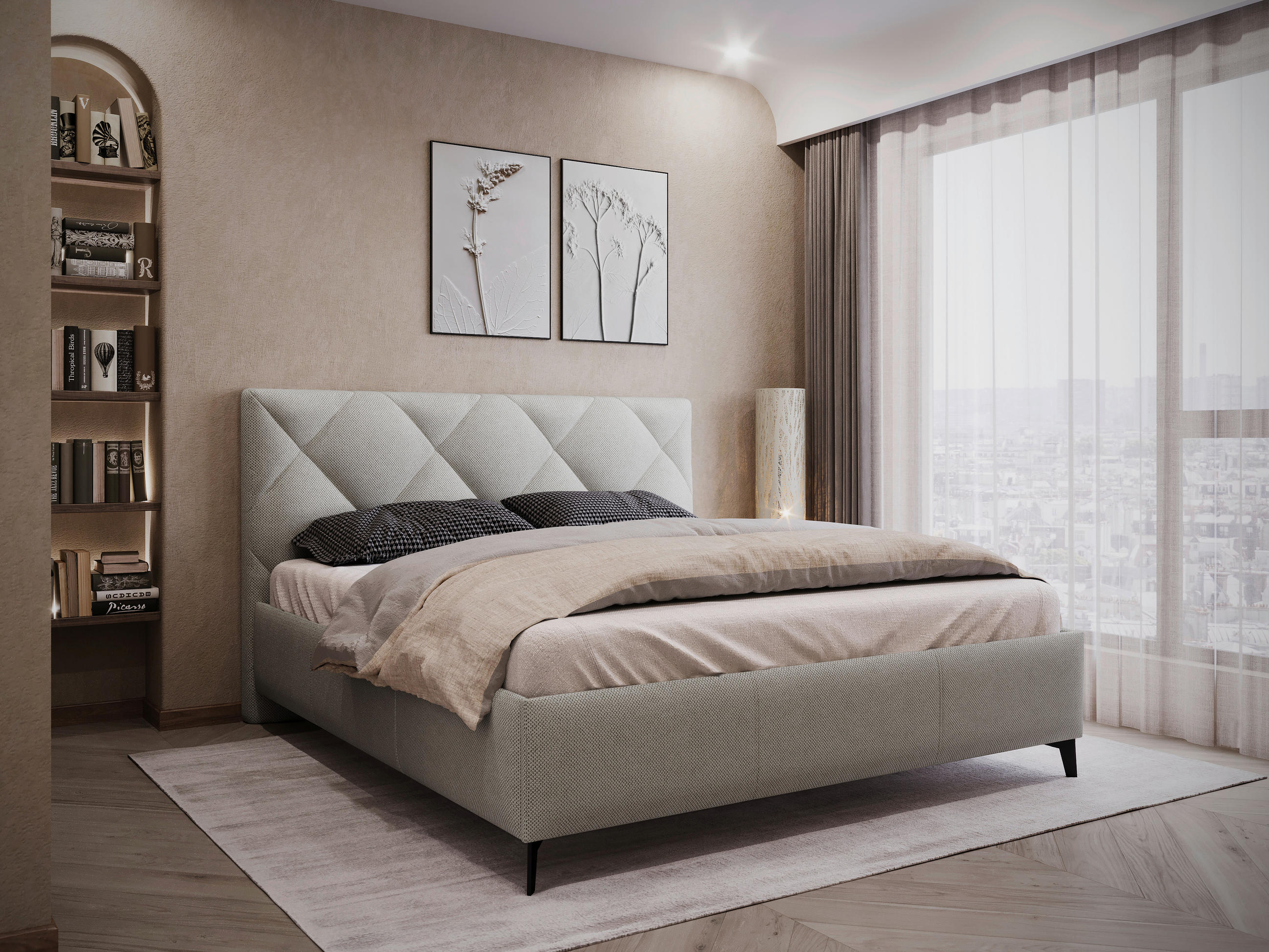 POLSTERBETT 180/200 cm  in Greige  - Greige/Schwarz, Modern, Holz/Textil (180/200cm) - MID.YOU