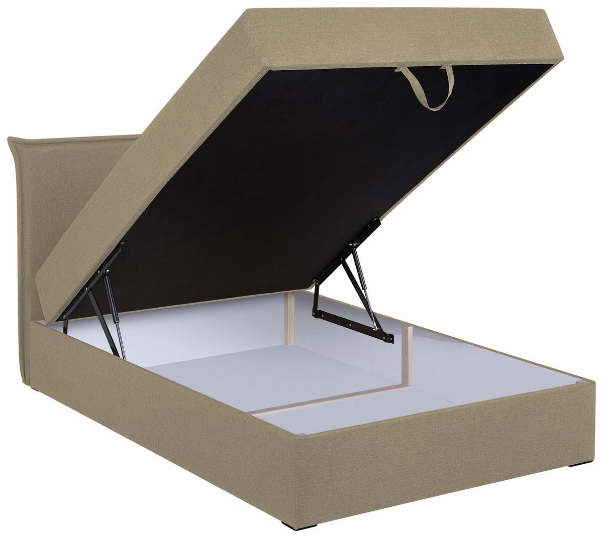 BOXBETT 120/200 cm,  in Beige, H3 = fest  - Beige/Schwarz, MODERN, Kunststoff/Textil (120/200cm) - MID.YOU