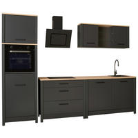 KÜCHENLEERBLOCK   in Anthrazit, Eiche Artisan  - Anthrazit/Schwarz, MODERN, Glas/Holzwerkstoff (300/227/60cm) - home24