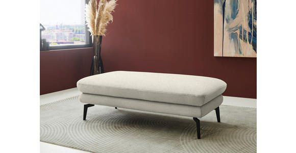 ECKSOFA  in Chenille, Flachgewebe Naturfarben  180/284 cm  - Schwarz/Naturfarben, Design, Textil/Metall (180/284cm) - Dieter Knoll