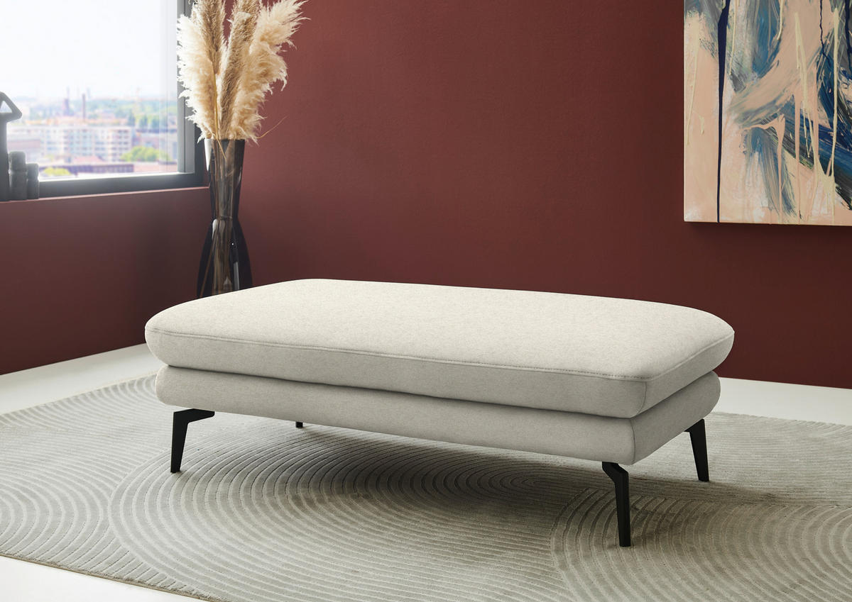 ECKSOFA Chenille, Flachgewebe Naturfarben  - Schwarz/Naturfarben, Design, Textil/Metall (180/284cm) - Dieter Knoll