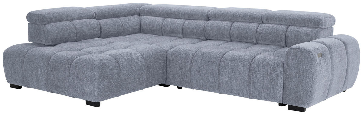 ECKSOFA in Webstoff Grau, Hellblau  - Schwarz/Grau, Modern, Kunststoff/Textil (205/297cm) - Welnova