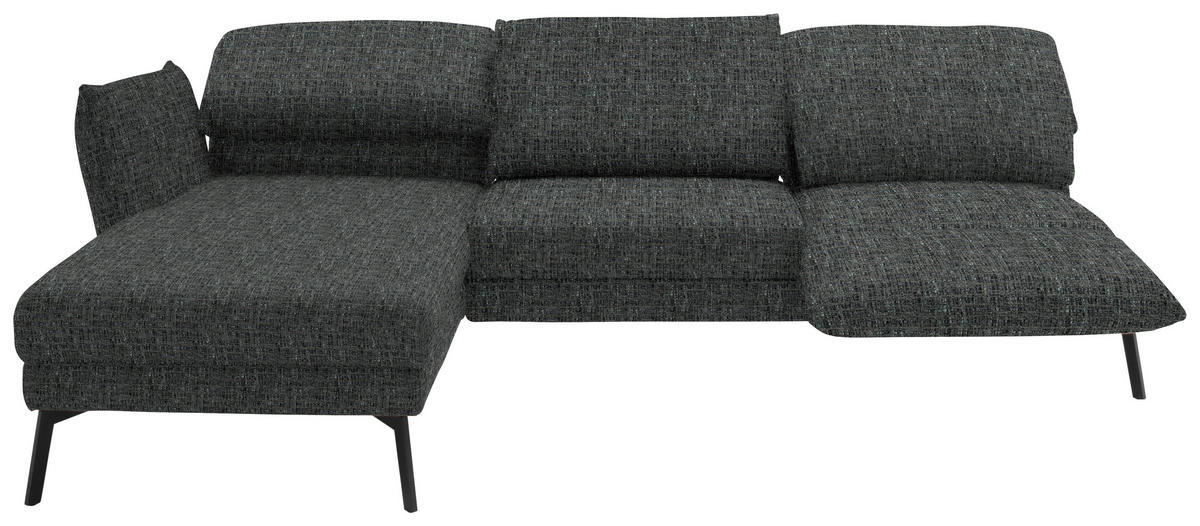 ECKSOFA in Flachgewebe Anthrazit  175/277 cm  - Anthrazit/Schwarz, Design, Textil/Metall (175/277cm) - Schöner Wohnen