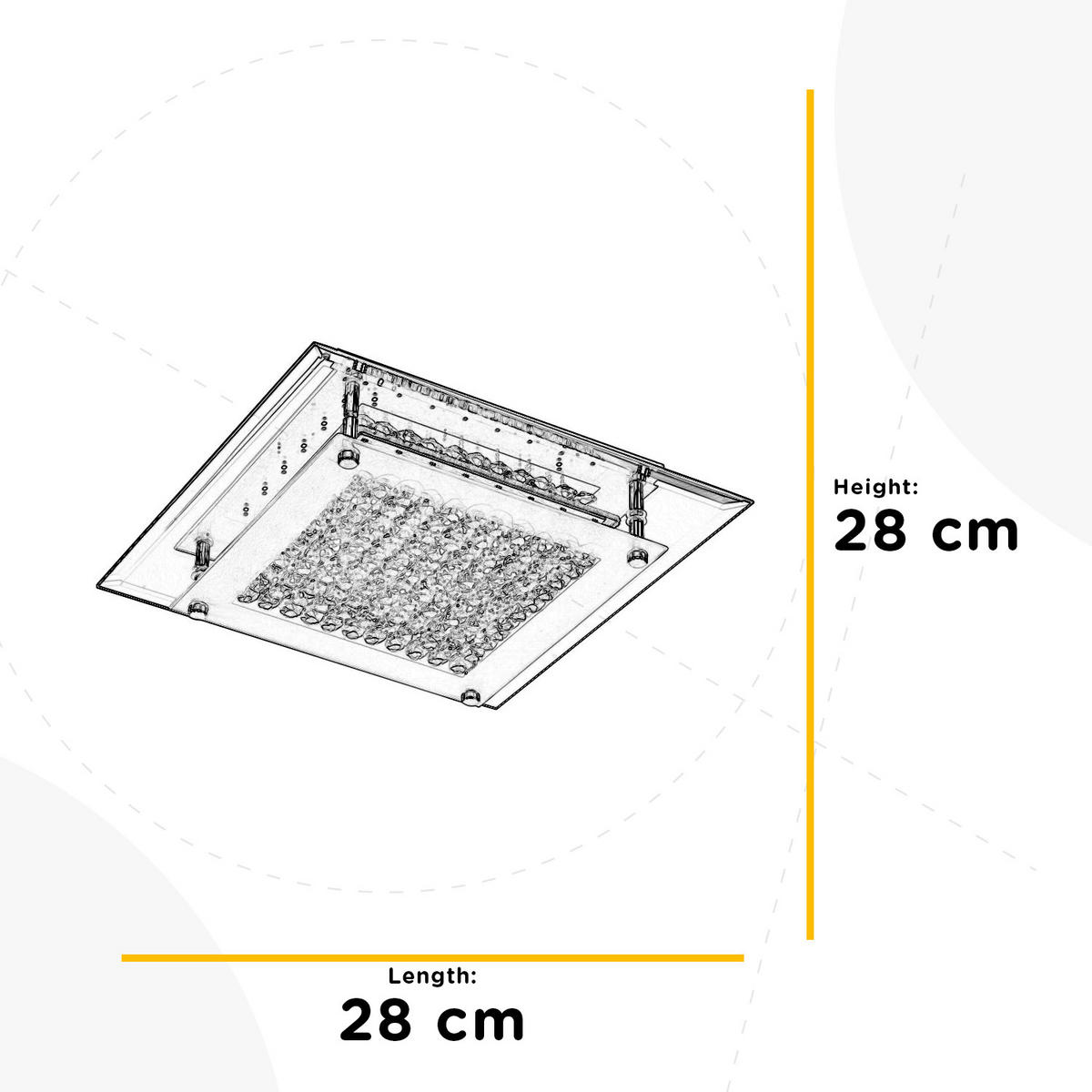 LED-DECKENLEUCHTE 1015 ANTILIA 28/28/7 cm   - Klar/Chromfarben, Design, Glas/Metall (28/28/7cm)