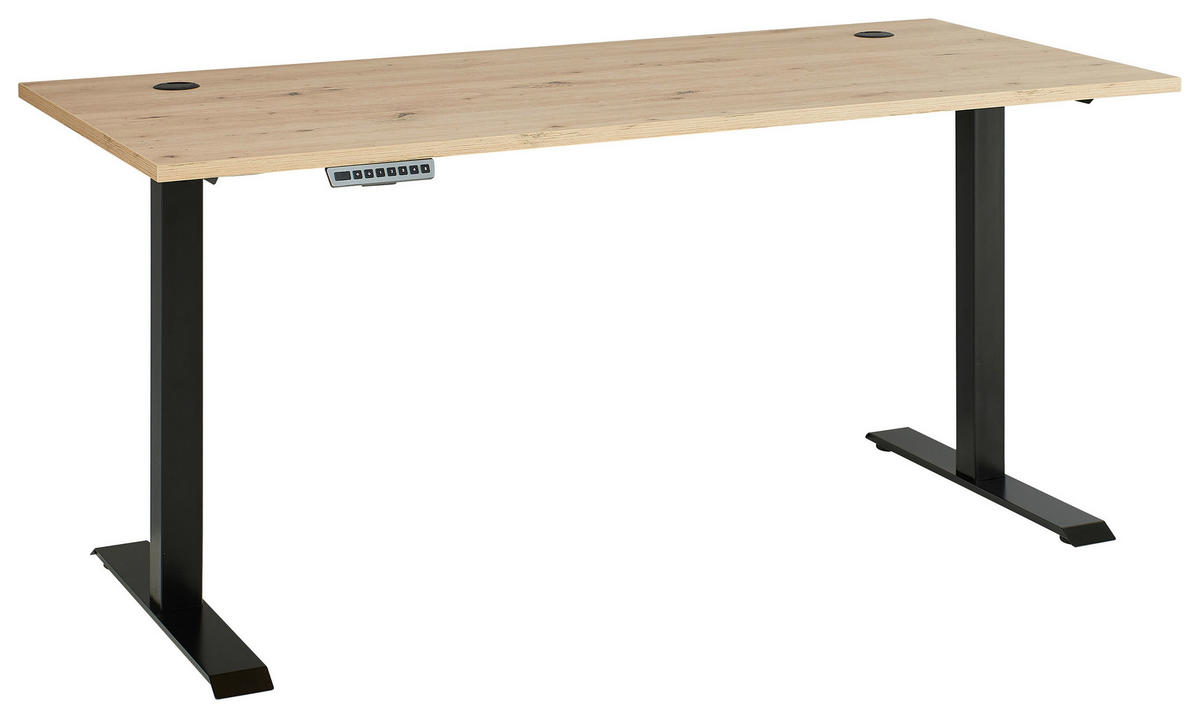 ÍRÓASZTAL 160/72/77 cm  - grafitszürke/Artisan tölgy, Modern, faalapú anyag/fém (160/72/77cm) - Voleo