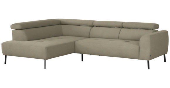 ECKSOFA in Chenille Beige  205/280 cm  - Beige/Schwarz, Design, Textil/Metall (205/280cm) - Xora