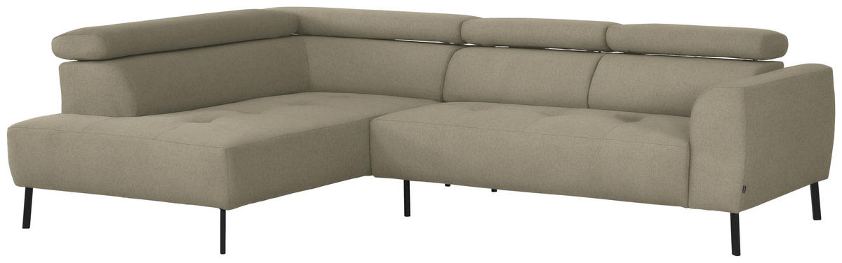 ECKSOFA in Chenille Beige  205/280 cm  - Beige/Schwarz, Design, Textil/Metall (205/280cm) - Xora