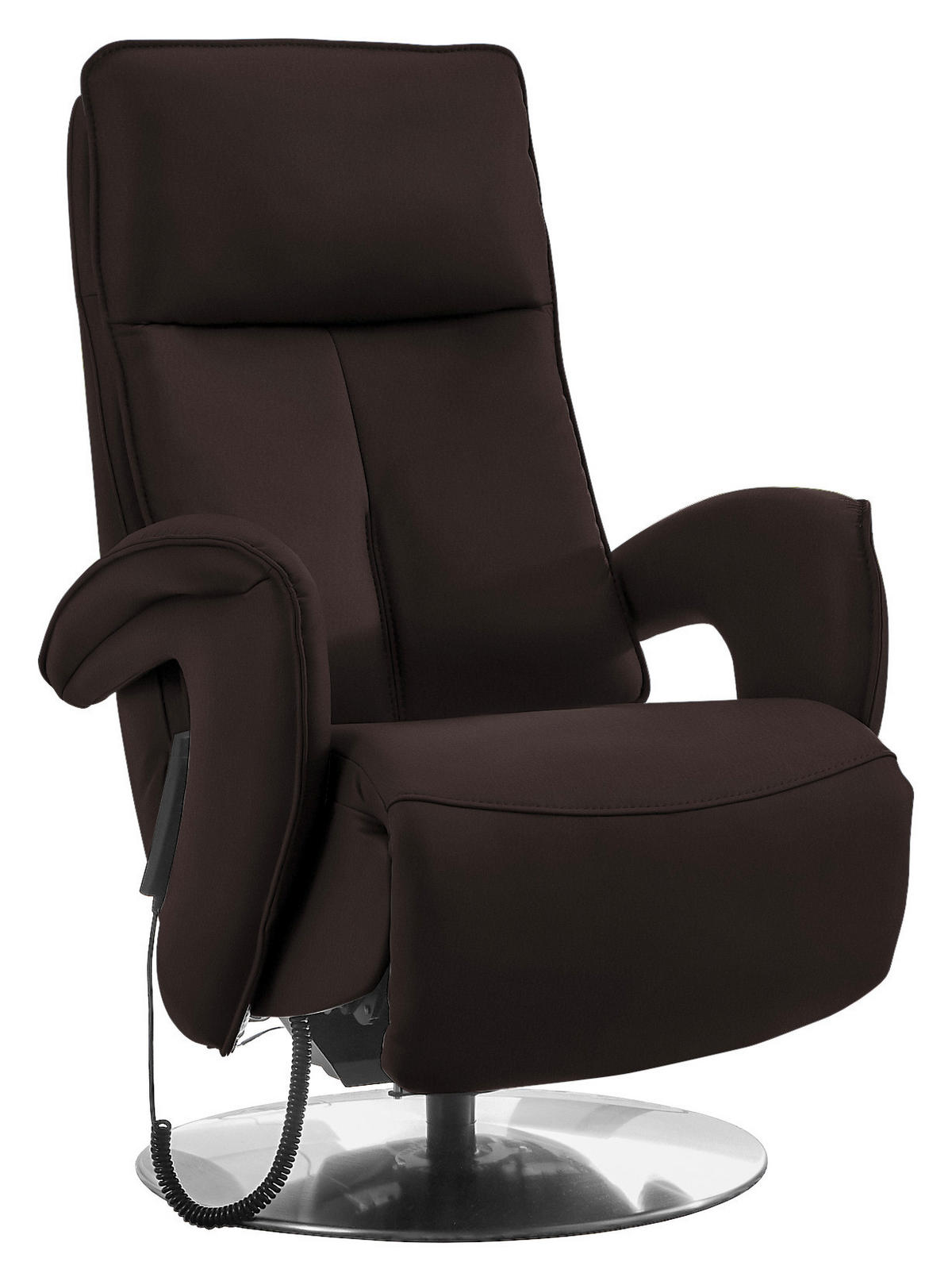 RELAXSESSEL in Leder Braun  - Chromfarben/Braun, Design, Leder/Metall (77/110/87cm) - Valdera