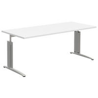 SCHREIBTISCH 180/80/70-82 cm Weiss, Alufarben  - Weiss/Alufarben, Konventionell, Holzwerkstoff/Metall (180/80/70-82cm) - Moderano