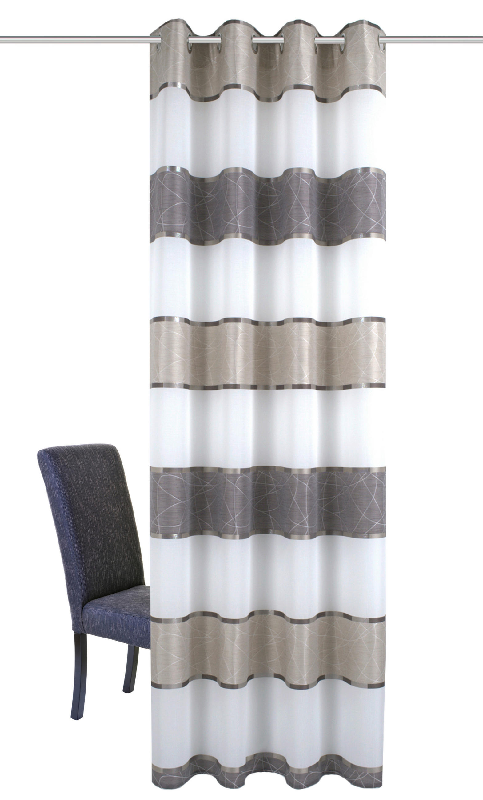 ZÁVĚS S OČKY, 140/245 cm - šedá/šedohnědá, Design, textil (140/245cm) - Schmidt W. Gmbh