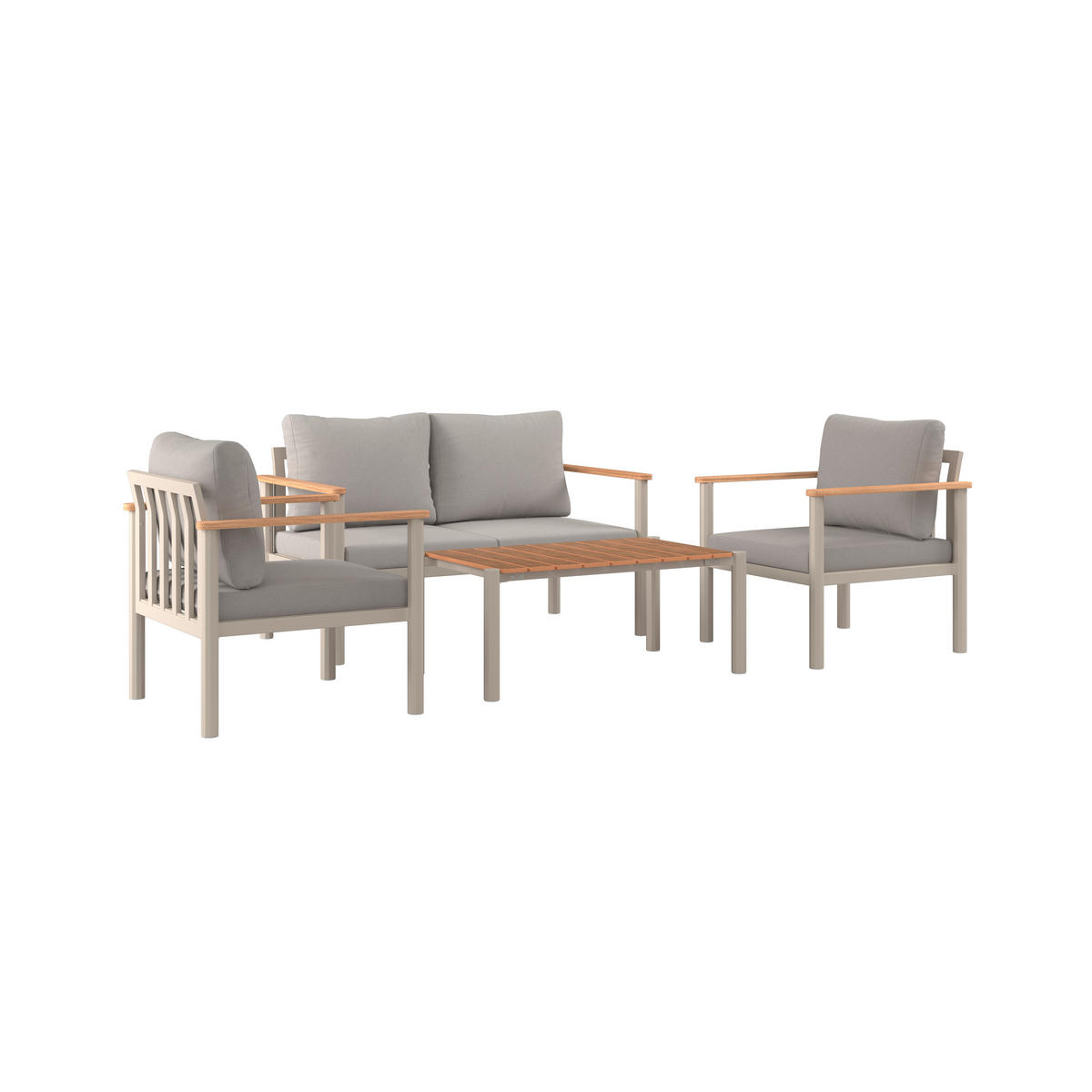 KERTI BÚTORSZETT 4 részes  - bézs/világosszürke, Modern, műanyag/textil - Ambia Garden