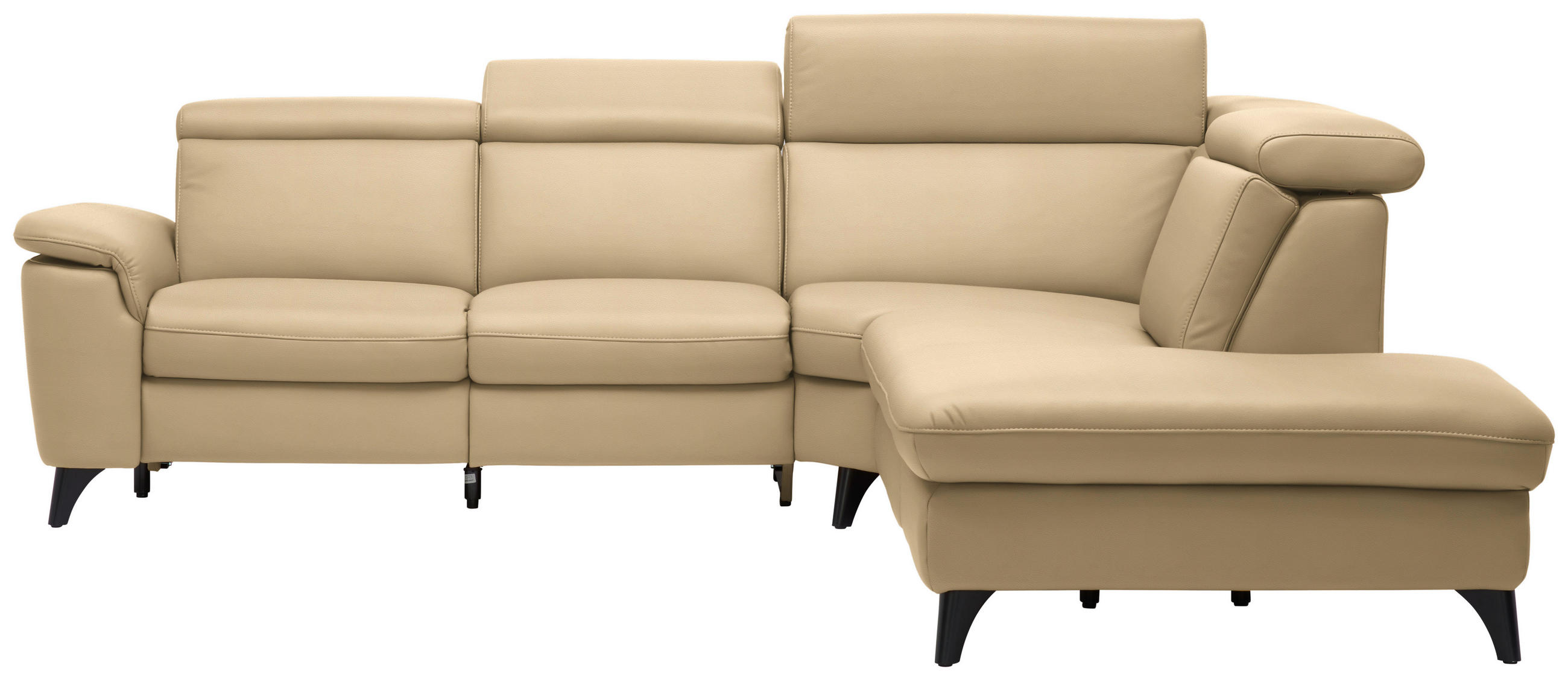 ECKSOFA in Echtleder Hellbraun  - Hellbraun/Schwarz, Design, Leder/Metall (285/239cm) - Cantus