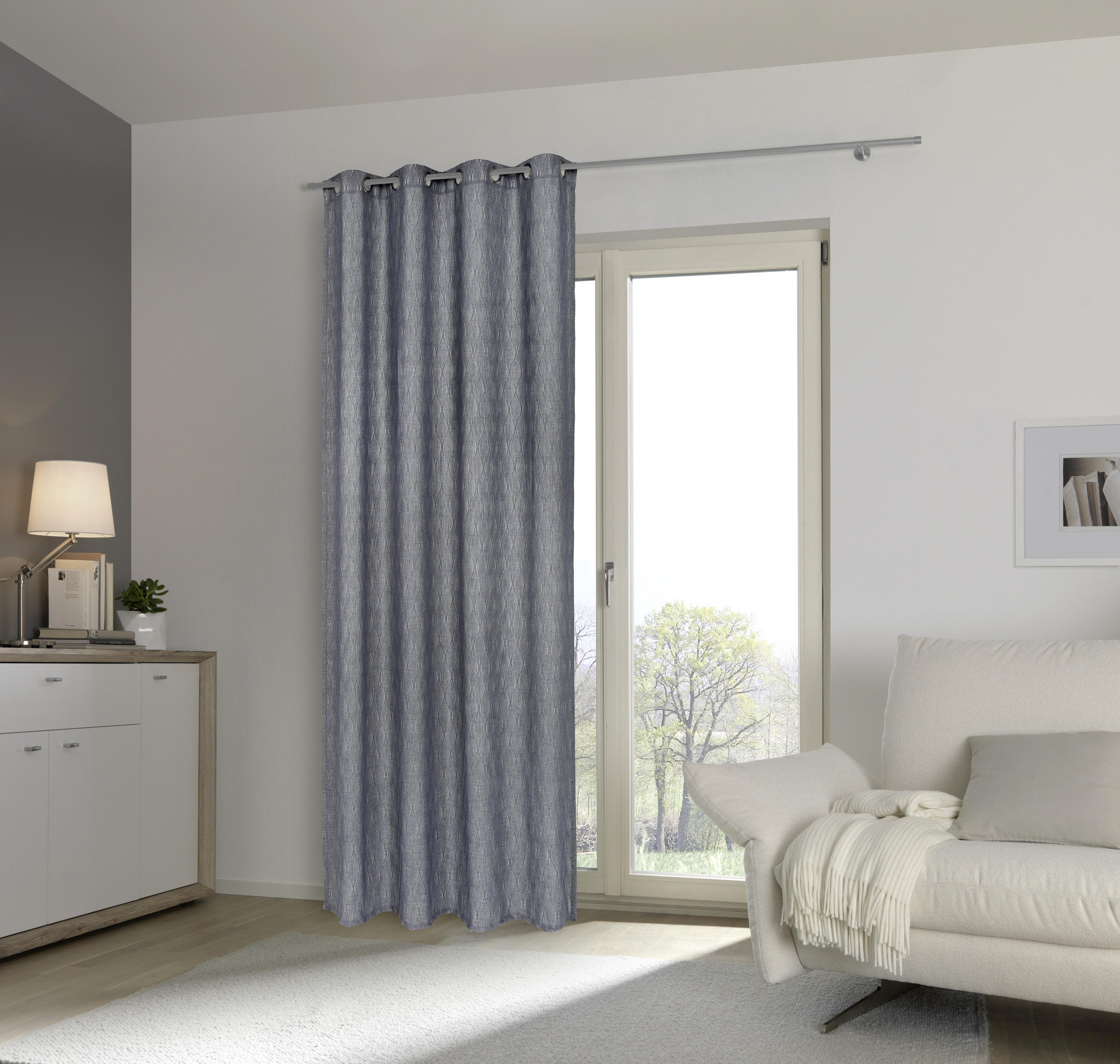 ZAVESA Z OBROČKI ARUBA pol prosojno 135/245 cm - siva, Design, tekstil (135/245cm) - Esposa