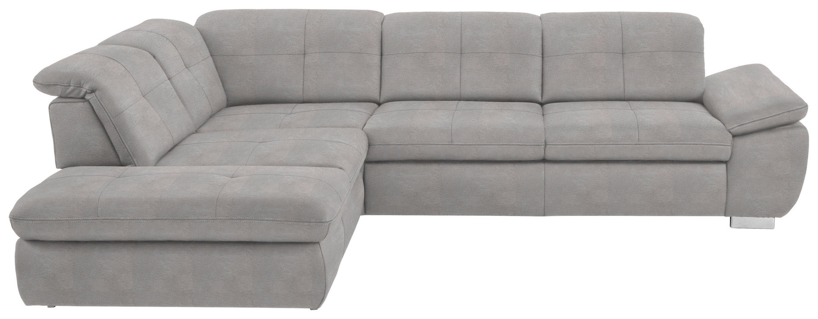 ECKSOFA in Mikrofaser Ecru  260/320 cm  - Ecru/Silberfarben, Design, Textil/Metall (260/320cm) - Beldomo Speed