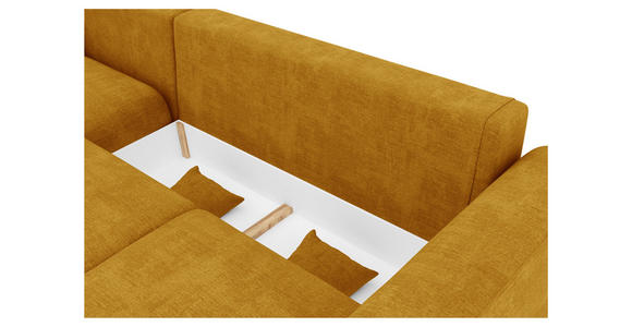 ECKSOFA in Samt Gelb  - Chromfarben/Gelb, KONVENTIONELL, Kunststoff/Textil (195/293cm) - Carryhome