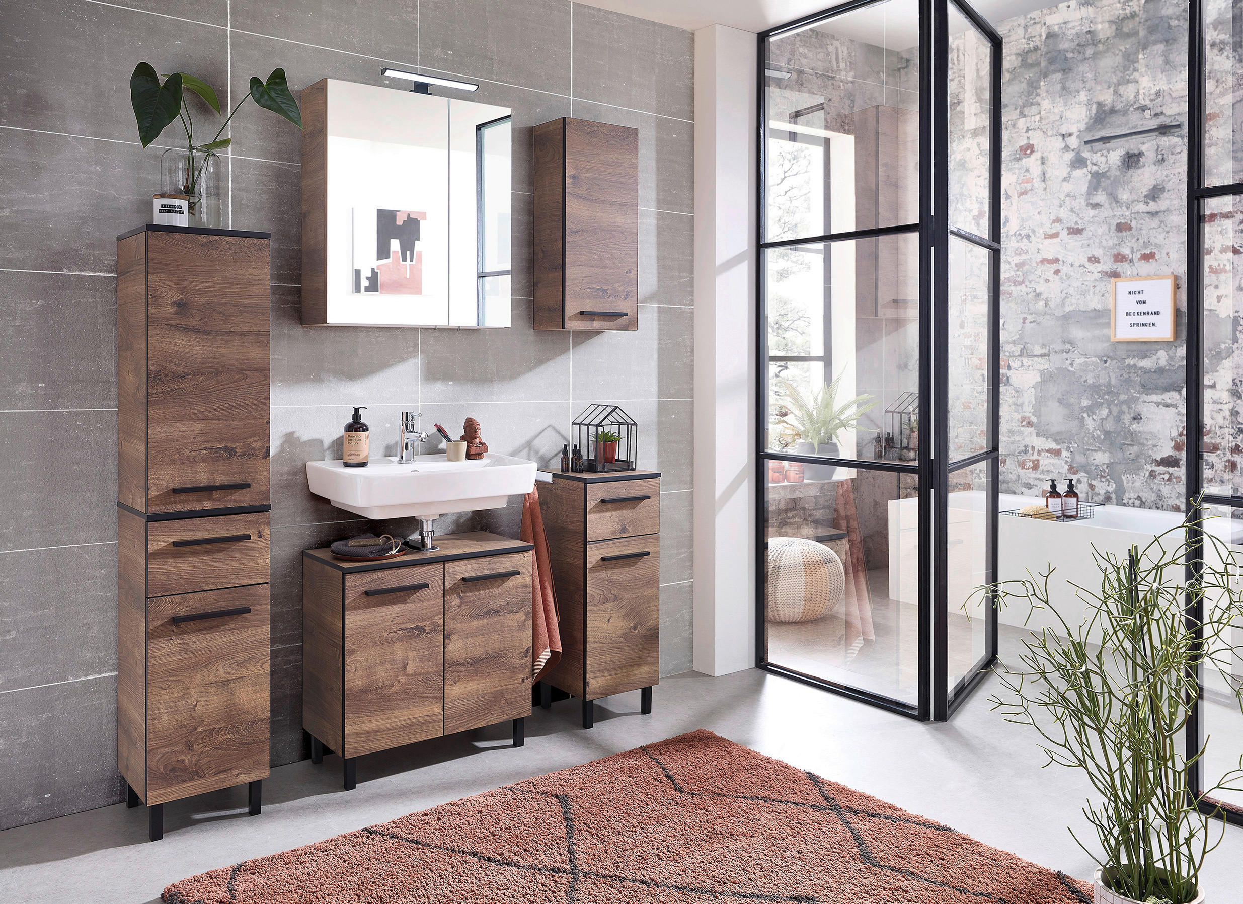 SPIEGELSCHRANK 60/70/20 cm  - Chromfarben/Eichefarben, Design, Glas/Holzwerkstoff (60/70/20cm) - Xora