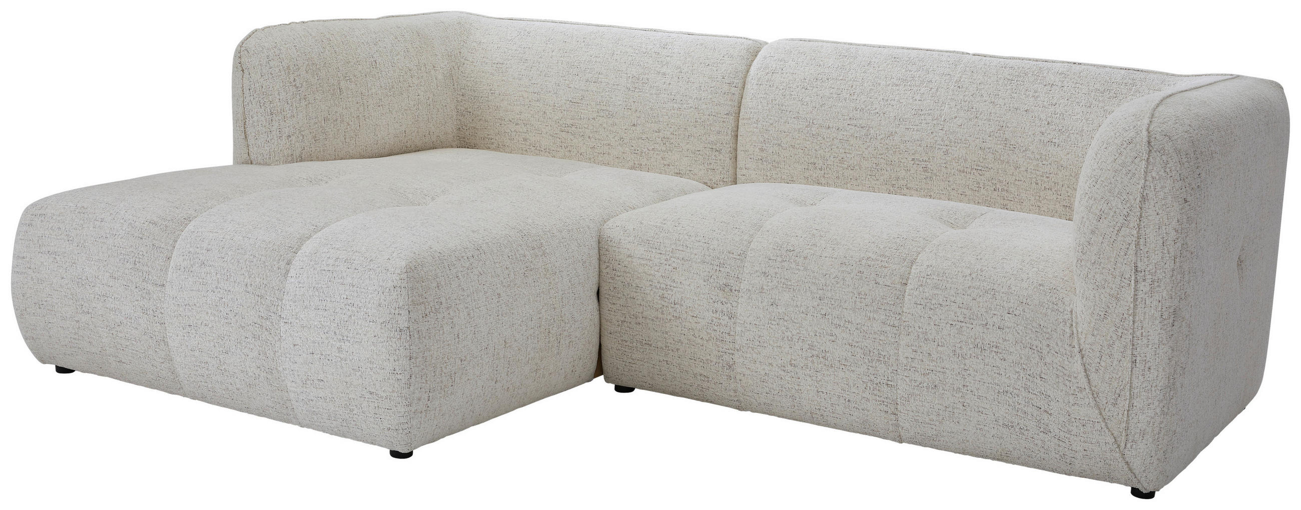 ECKSOFA Creme Chenille  - Creme/Schwarz, KONVENTIONELL, Kunststoff/Textil (164/255cm) - Ambia Home