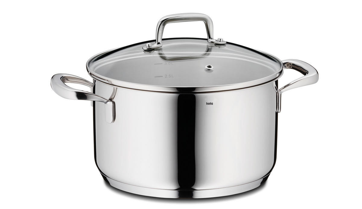 FLEISCHTOPF Flavoria 3,2 l  - Transparent/Silberfarben, KONVENTIONELL, Glas/Metall (20/12cm) - Kela