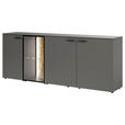 SIDEBOARD 210/80/42 cm  - Schieferfarben/Eichefarben, Design, Glas/Holz (210/80/42cm) - Moderano