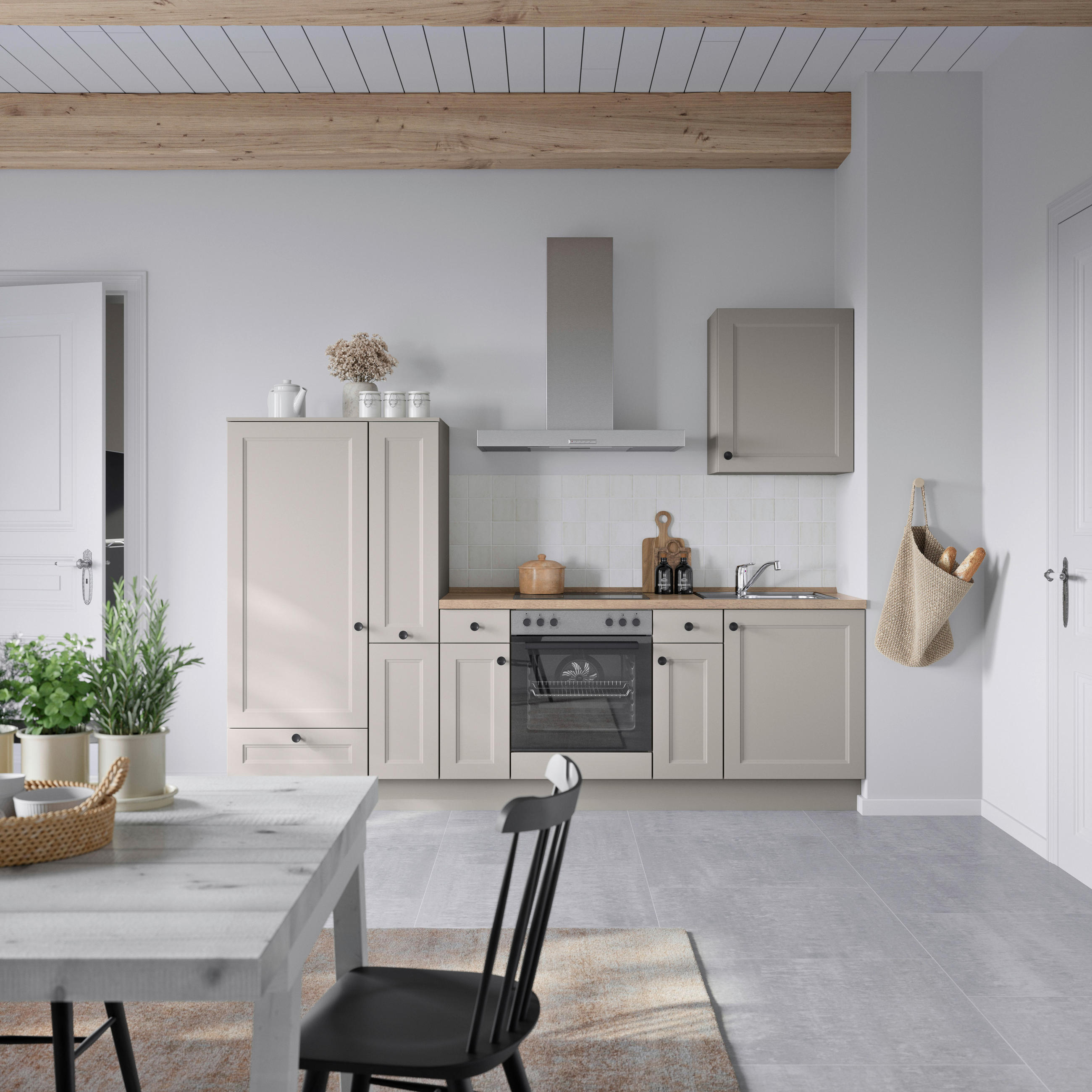 KÜCHENBLOCK 270 cm   in Grau, Eiche dunkel  - Eiche dunkel/Schwarz, MODERN, Holzwerkstoff/Metall (270cm) - Nobilia