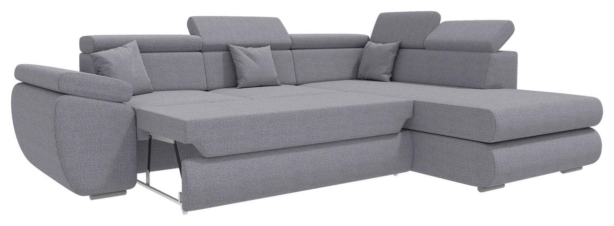 ECKSOFA Dunkelgrau Struktur  - Chromfarben/Dunkelgrau, KONVENTIONELL, Kunststoff/Textil (282/205cm) - Carryhome