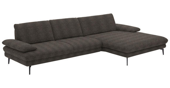 ECKSOFA in Chenille Fango 310/180 cm - Fango/Schwarz, Design, Textil/Metall (310/180cm) - Dieter Knoll