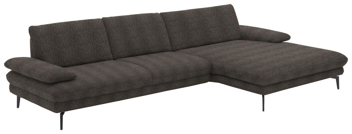 ECKSOFA in Chenille Fango  - Fango/Schwarz, Design, Textil/Metall (310/180cm) - Dieter Knoll